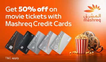 50% off on movie tickets & 20% off on food and beverage with Mashreq Credit Cards